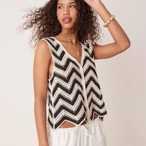 Black and White Crochet Vest